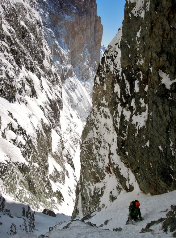 Vzpon po novi smeri EXIT v vzhodni steni Cerro San Lorenza